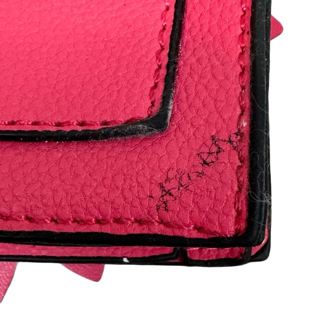 Pink Micro Purse Large Flower Embellishment Gold Accents, “E”  And Chain 5x4” - Picture 11 of 12